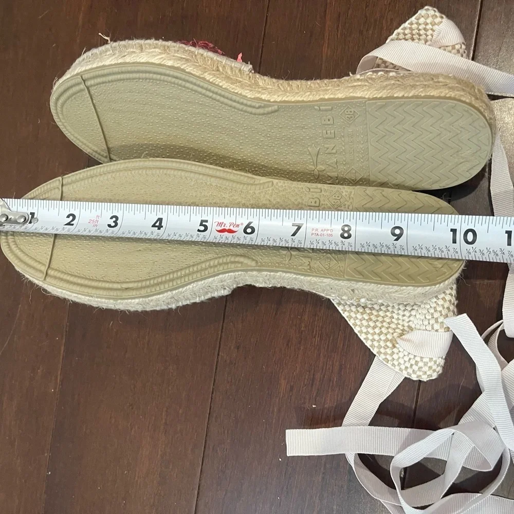 nwot nwob manebi pink metallic Espadrille Flats with laces 38 7.5
